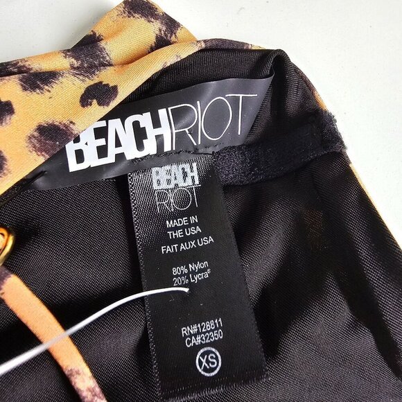 Beach Riot Camilla Bikini Top Peach Leopard Wire Adjustable Travel Womens XS NWT - Picture 5 of 9